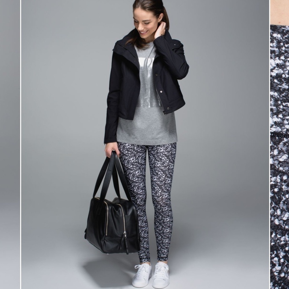 Lululemon Shine Tight Shimmy Shimmer Black White Leggings
